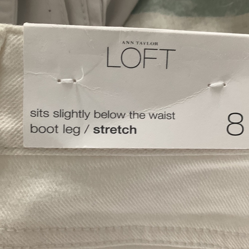 Loft jeans white with silver embroidery on right hip, left lower front & back